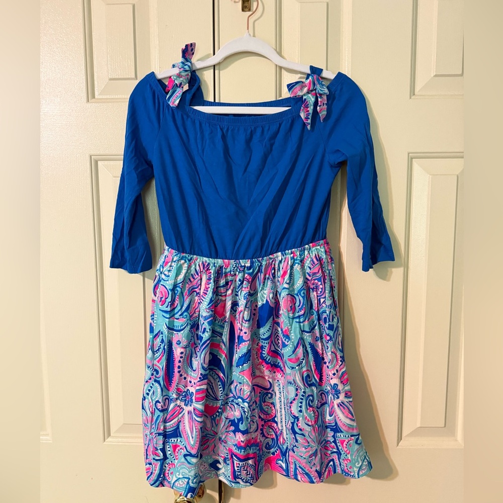 Lilly Pulitzer Blue and Pink Girl Dress XL 14-16